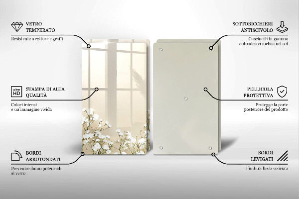 Sklo za varnou desku Sádrové boho květiny