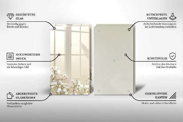 Sklo za varnou desku Sádrové boho květiny