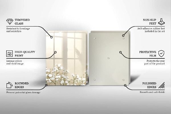 Sklo za varnou desku Sádrové boho květiny