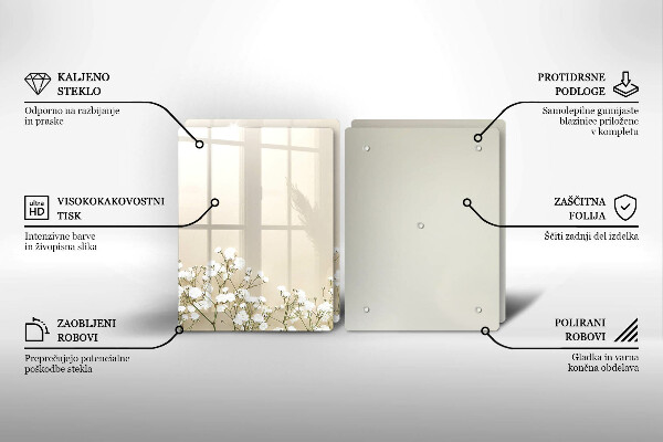 Sklo za varnou desku Sádrové boho květiny