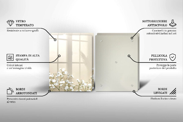 Sklo za varnou desku Sádrové boho květiny