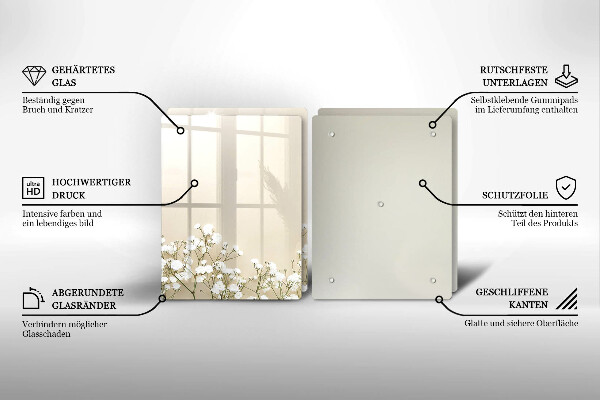 Sklo za varnou desku Sádrové boho květiny