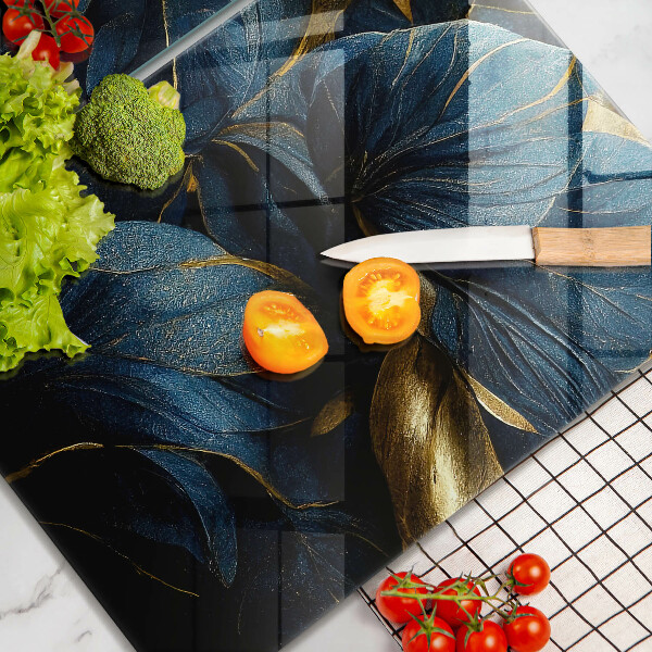 Sklo za varnou desku Dekorativní listy se zlatem