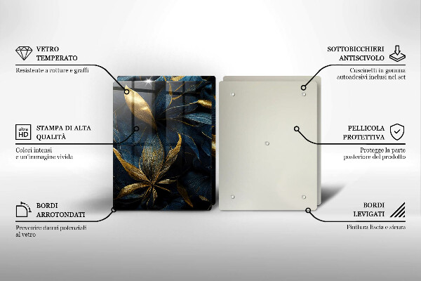 Sklo za varnou desku Dekorativní listy se zlatem