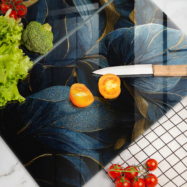 Sklo za varnou desku Dekorativní listy se zlatem