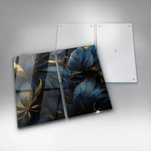 Sklo za varnou desku Dekorativní listy se zlatem