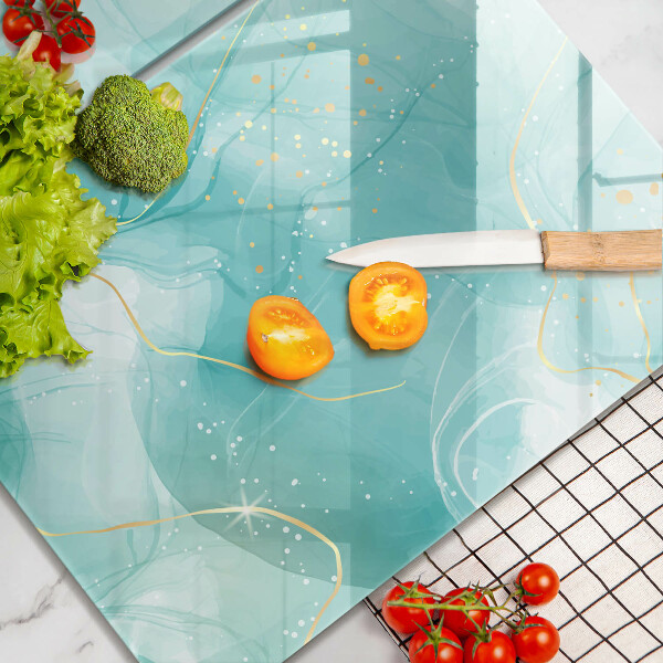 Sklo za varnou desku Modrá a zlatá abstrakce