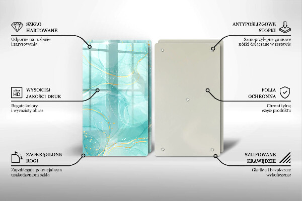 Sklo za varnou desku Modrá a zlatá abstrakce