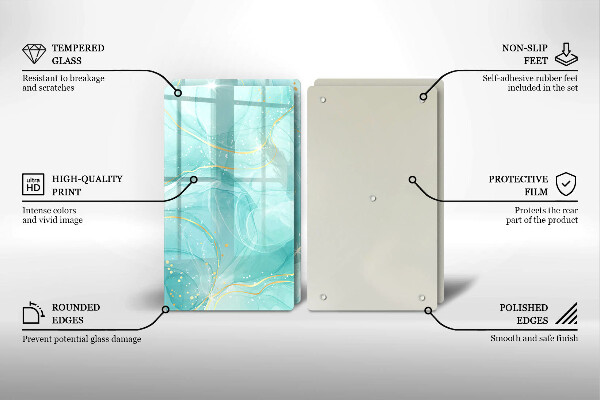 Sklo za varnou desku Modrá a zlatá abstrakce