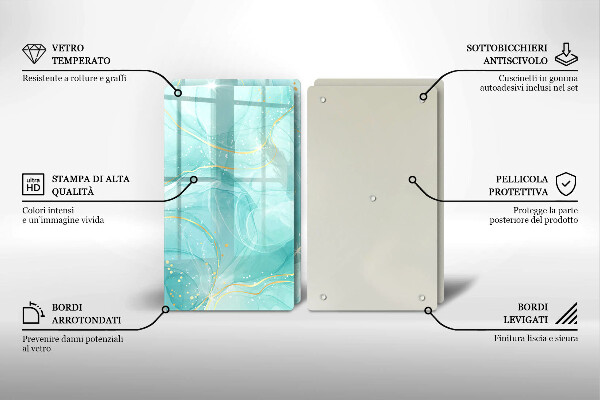 Sklo za varnou desku Modrá a zlatá abstrakce