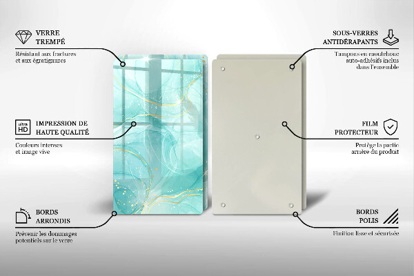 Sklo za varnou desku Modrá a zlatá abstrakce