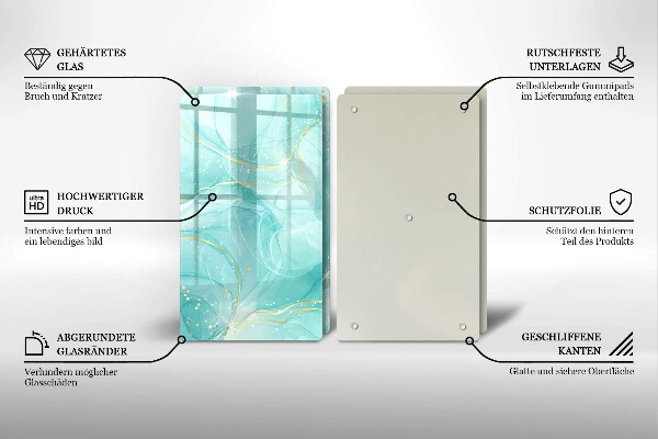 Sklo za varnou desku Modrá a zlatá abstrakce