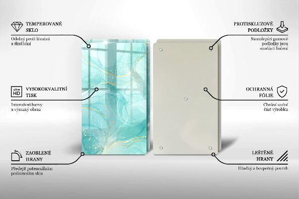 Sklo za varnou desku Modrá a zlatá abstrakce