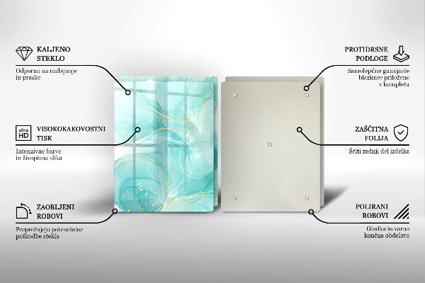 Sklo za varnou desku Modrá a zlatá abstrakce
