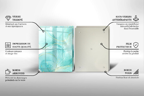Sklo za varnou desku Modrá a zlatá abstrakce