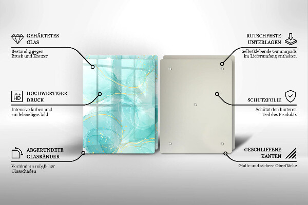 Sklo za varnou desku Modrá a zlatá abstrakce