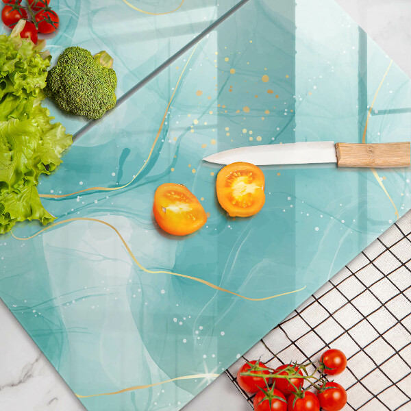 Sklo za varnou desku Modrá a zlatá abstrakce