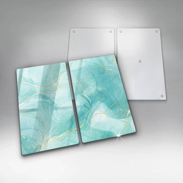 Sklo za varnou desku Modrá a zlatá abstrakce