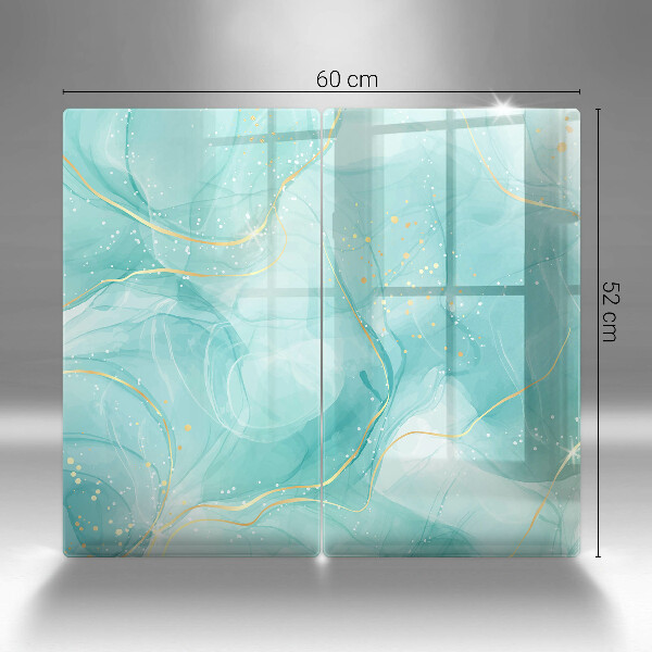 Sklo za varnou desku Modrá a zlatá abstrakce