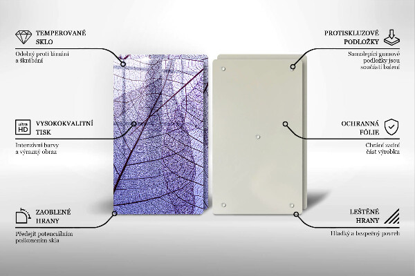 Sklo za varnou desku Listy s žilnatinou