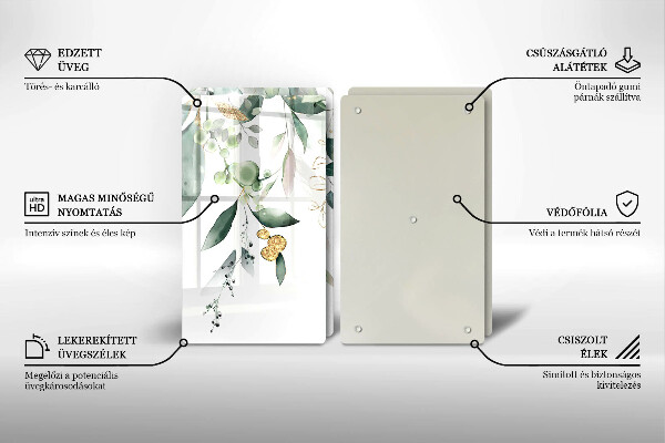 Sklo za varnou desku Akvarel listy