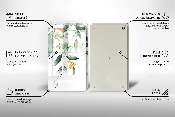 Sklo za varnou desku Akvarel listy