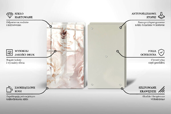 Sklo za varnou desku Pastelové pivoňky