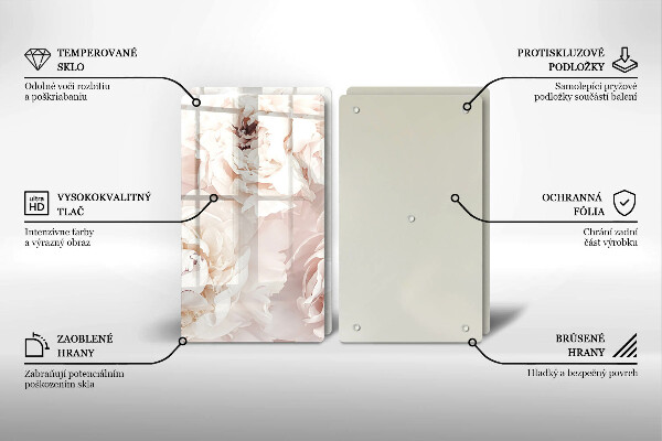 Sklo za varnou desku Pastelové pivoňky