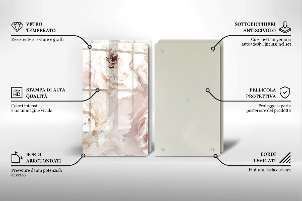 Sklo za varnou desku Pastelové pivoňky