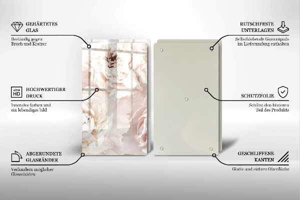 Sklo za varnou desku Pastelové pivoňky