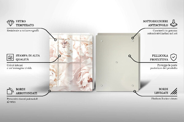 Sklo za varnou desku Pastelové pivoňky