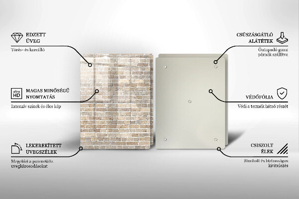 Sklo za varnou desku Světlá cihlová zeď