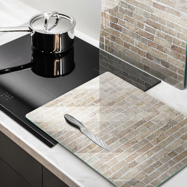 Sklo za varnou desku Světlá cihlová zeď