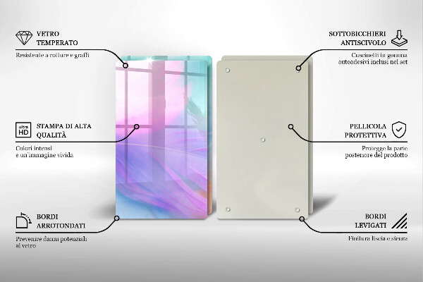 Sklo za varnou desku Pastelové peří