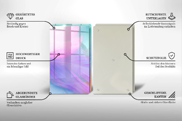 Sklo za varnou desku Pastelové peří