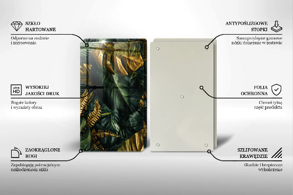 Sklo za varnou desku Listy zlaté monstery