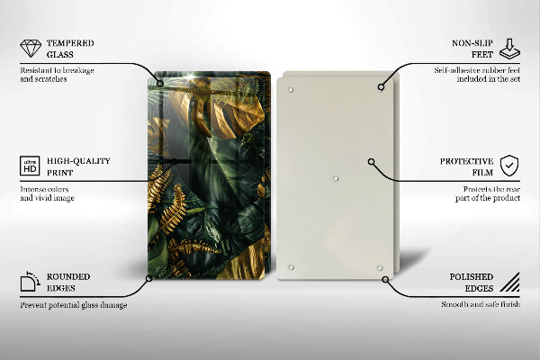 Sklo za varnou desku Listy zlaté monstery