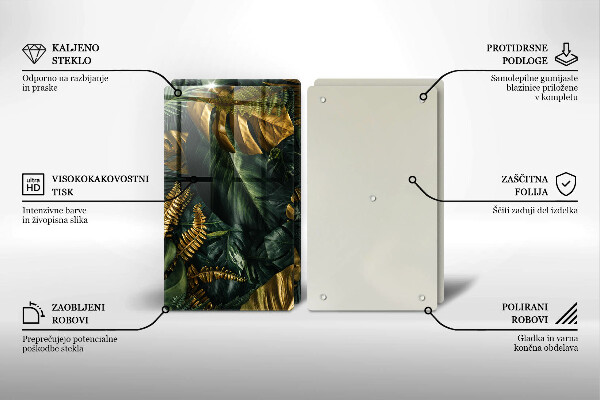 Sklo za varnou desku Listy zlaté monstery