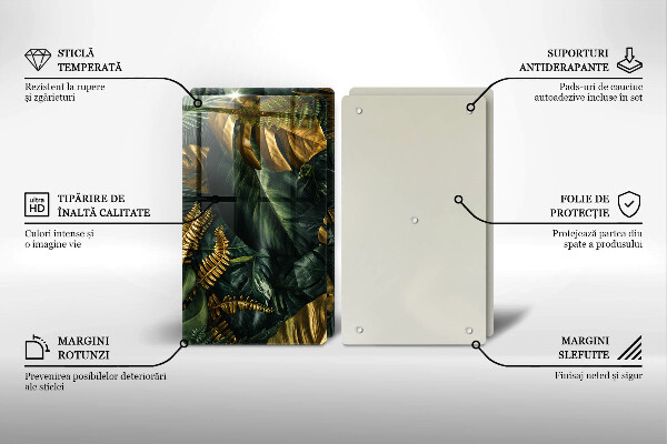 Sklo za varnou desku Listy zlaté monstery