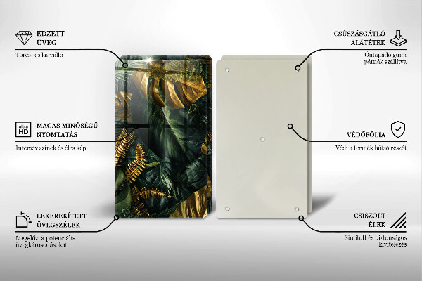 Sklo za varnou desku Listy zlaté monstery