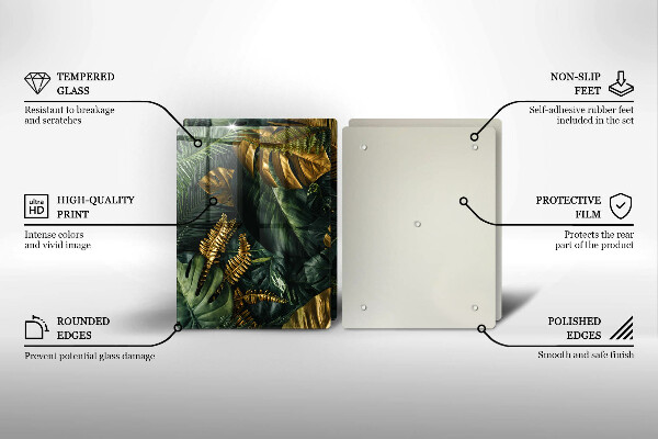 Sklo za varnou desku Listy zlaté monstery