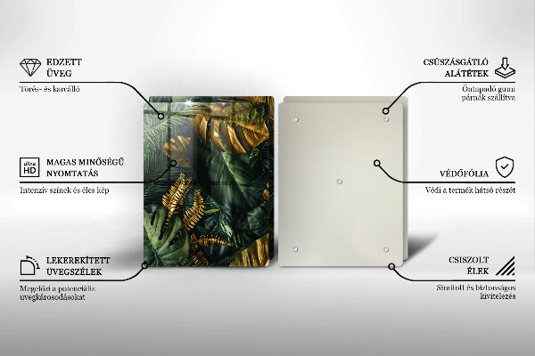 Sklo za varnou desku Listy zlaté monstery