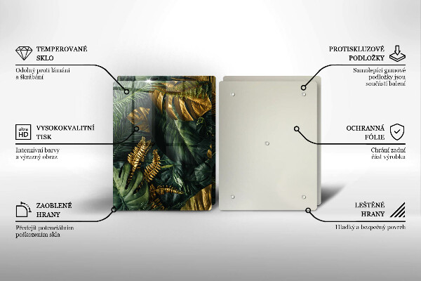 Sklo za varnou desku Listy zlaté monstery