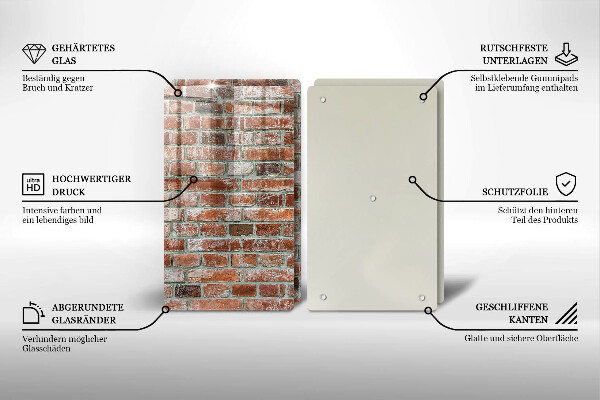 Sklo za varnou desku Stará cihlová zeď