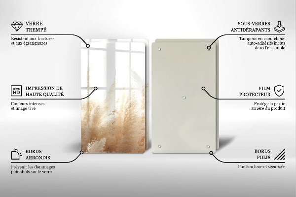 Skleněná deska za sporák Pampová tráva