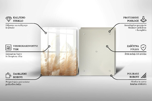 Skleněná deska za sporák Pampová tráva