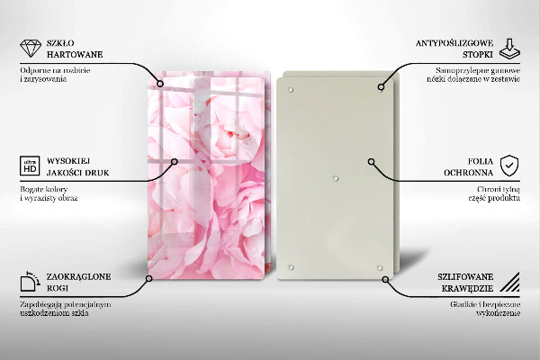 Skleněná deska za sporák Jemné pivoňky