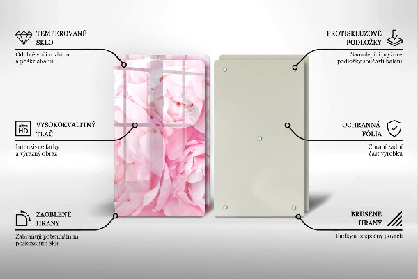 Skleněná deska za sporák Jemné pivoňky