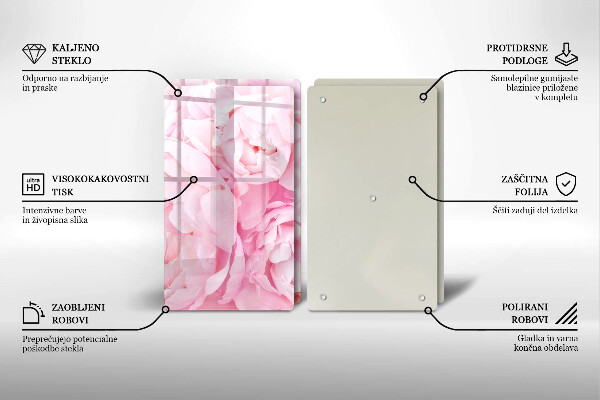 Skleněná deska za sporák Jemné pivoňky