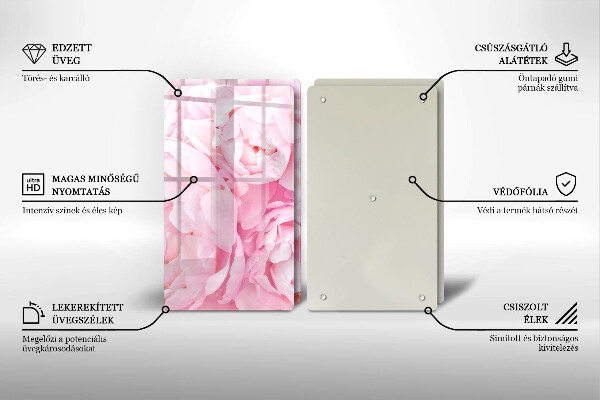 Skleněná deska za sporák Jemné pivoňky